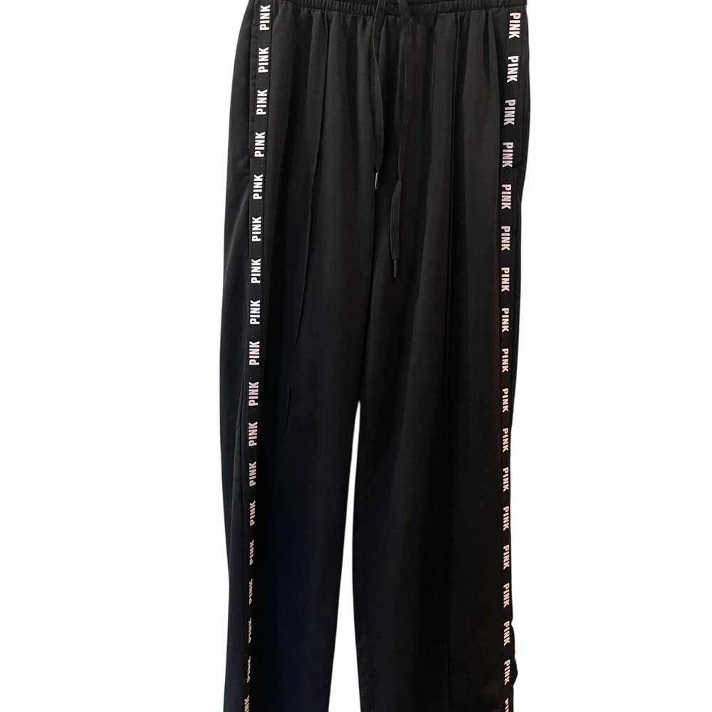 Victoria's Secret Pink Women’s High Waist Wide Leg Track Pant Black Size: Small - Picture 2 of 7